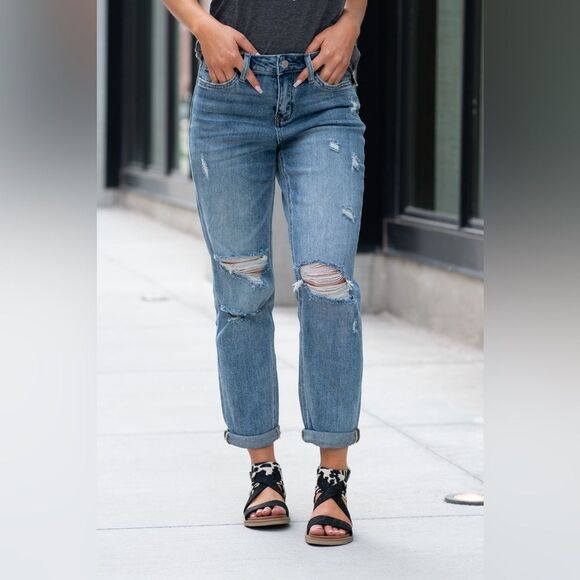 Vervet Dreamland Distressed Stretch Boyfriend Denim Jeans Size 24 - Picture 8 of 9